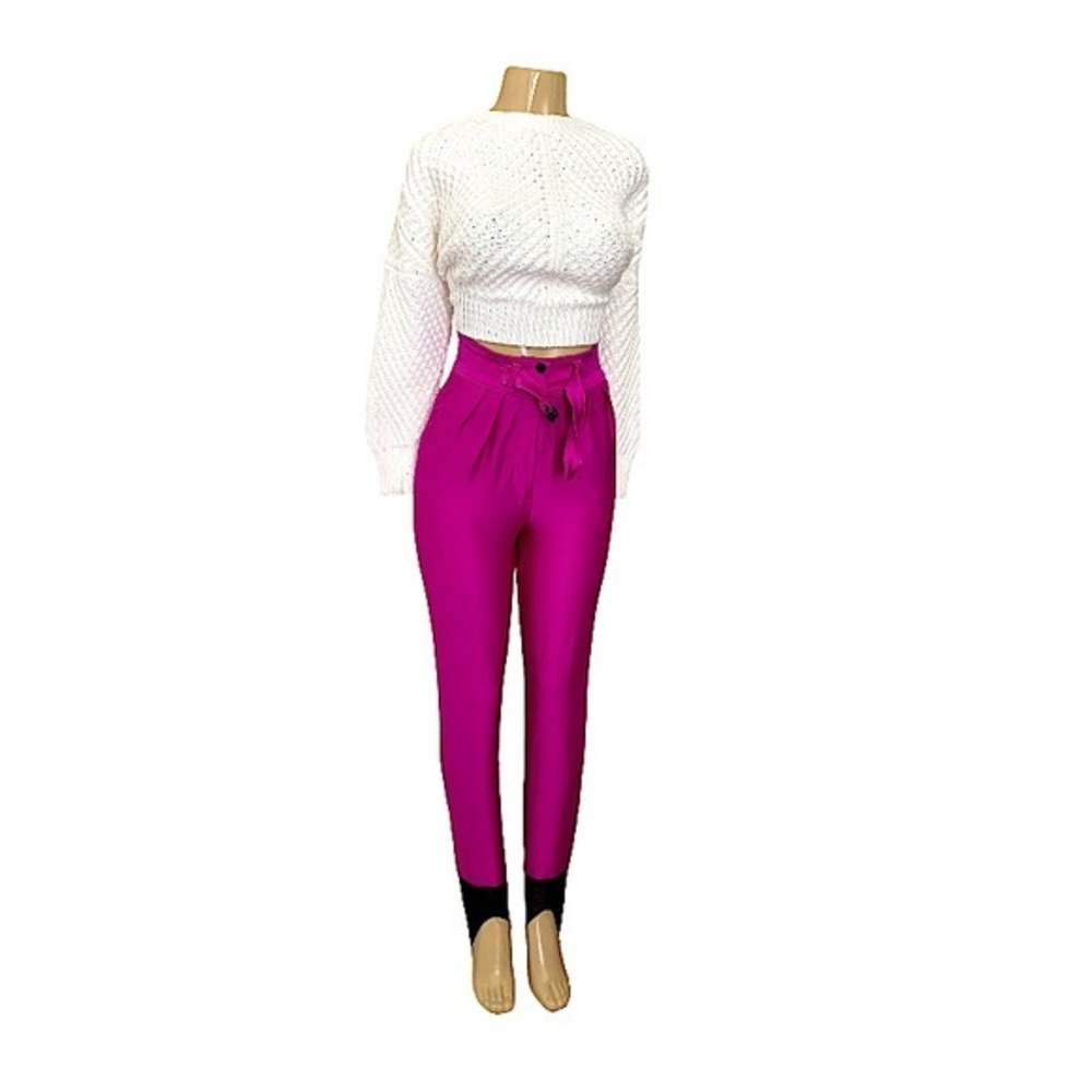 Italian Skitique Vintage Fuchsia Stirrup Ski Pants - Picture 11 of 11